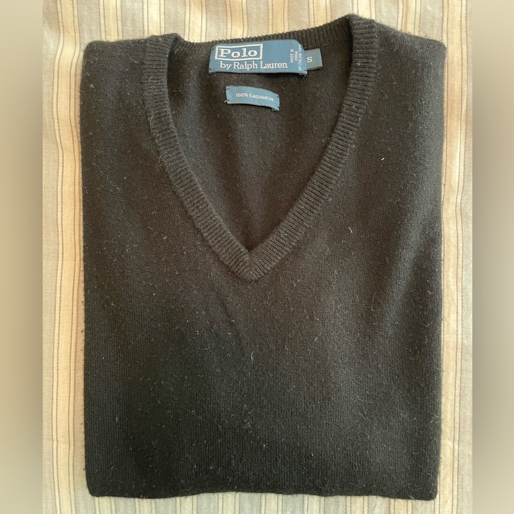 $395 Polo Ralph Lauren cashmere black V-Neck